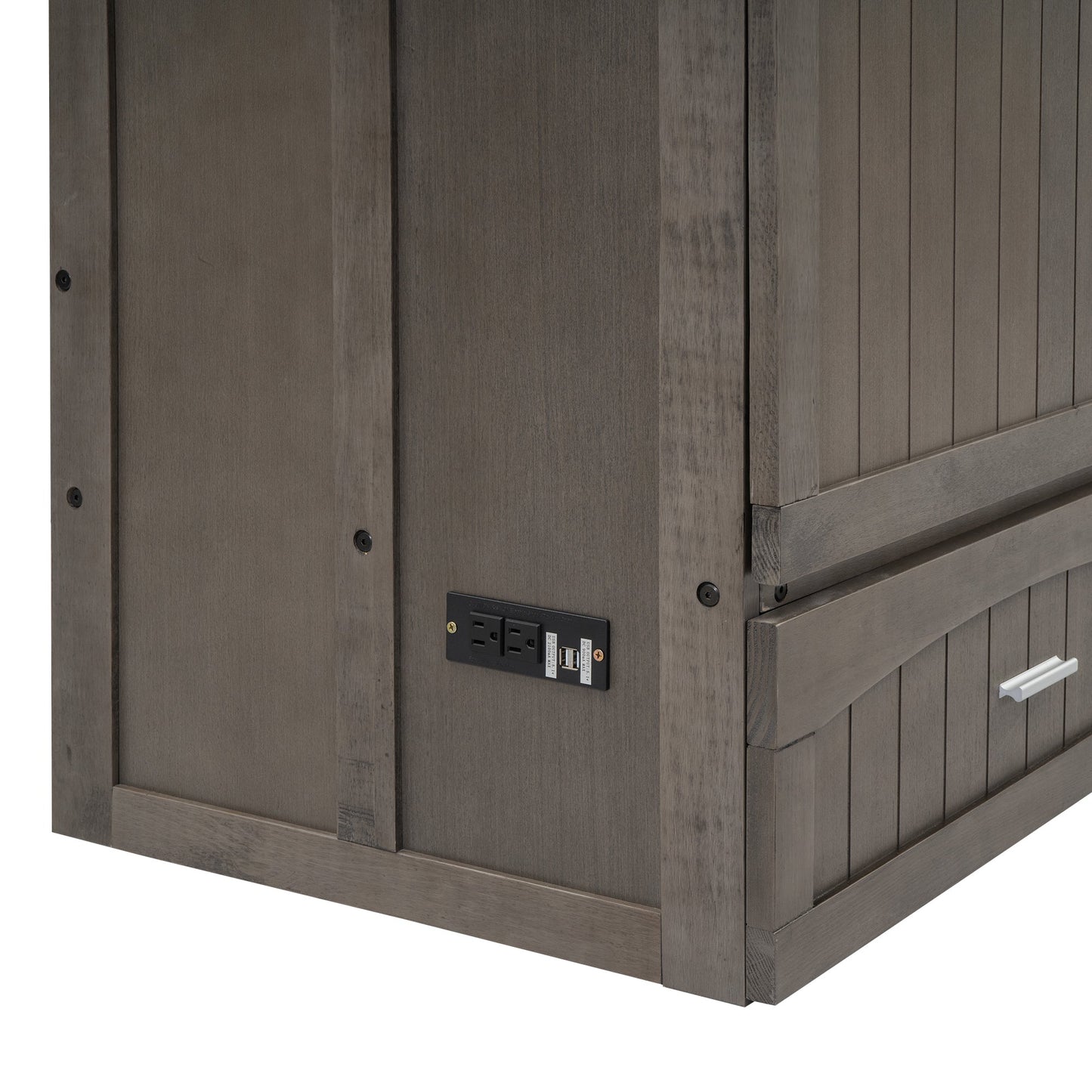 Queen Size Murphy Bed with Built-In Charging Station  Antique Grey