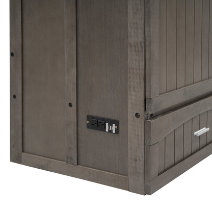 Queen Size Murphy Bed with Built-In Charging Station  Antique Grey