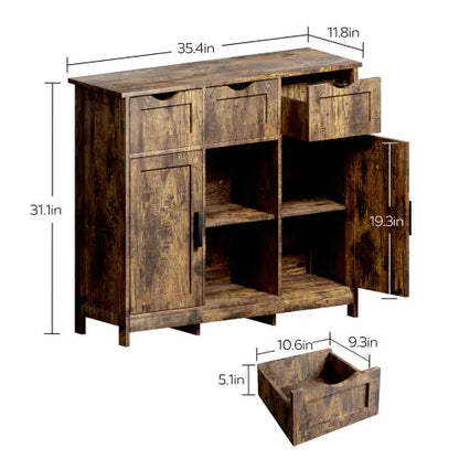 Elegant Vintage Wooden Storage Unit with Adjustable Shelving