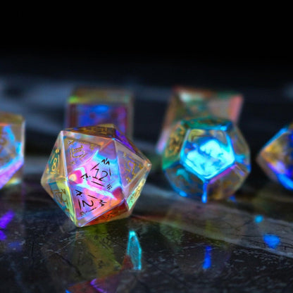 Dragon Shield Gemstone Dichroic Glass DND Dice Set