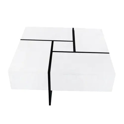 Elegant Square Coffee Table with Quadruple Storage