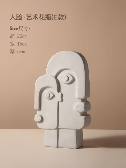 Designer Creative Geometric Vase Ceramic Abstract Face Vase Antique Vase Porcelain Art