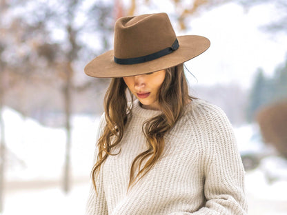 Wool Felt Flat Brim Hat Trendly Giza