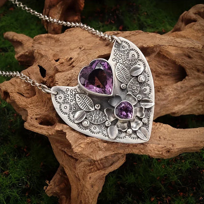Amethyst Heart Pendant Necklace