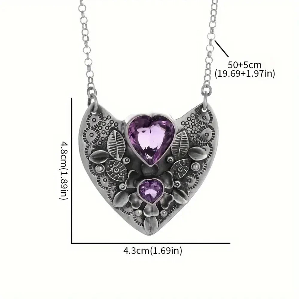 Amethyst Heart Pendant Necklace
