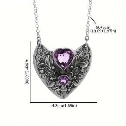 Amethyst Heart Pendant Necklace