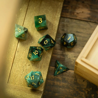 Green Emerald Gemstone DND Dice Set