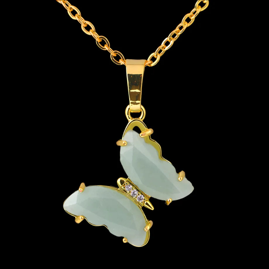 Crystal Butterfly Necklace & Ring
