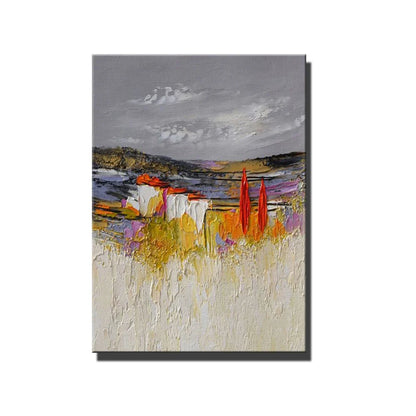 Gray yellow Oil Painting On Canvas Handmade Abstract Landscape Thick Oil Wall Art Hand Painted Large Sized Decoration Paintings