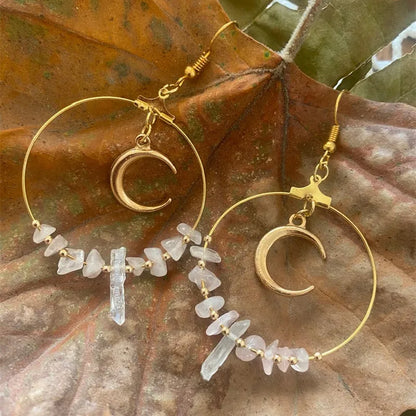 Crystal Crescent Moon Earrings