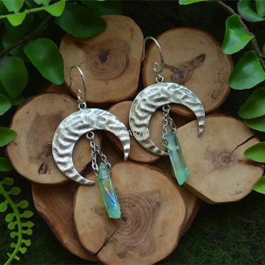 Crystal Crescent Moon Earrings
