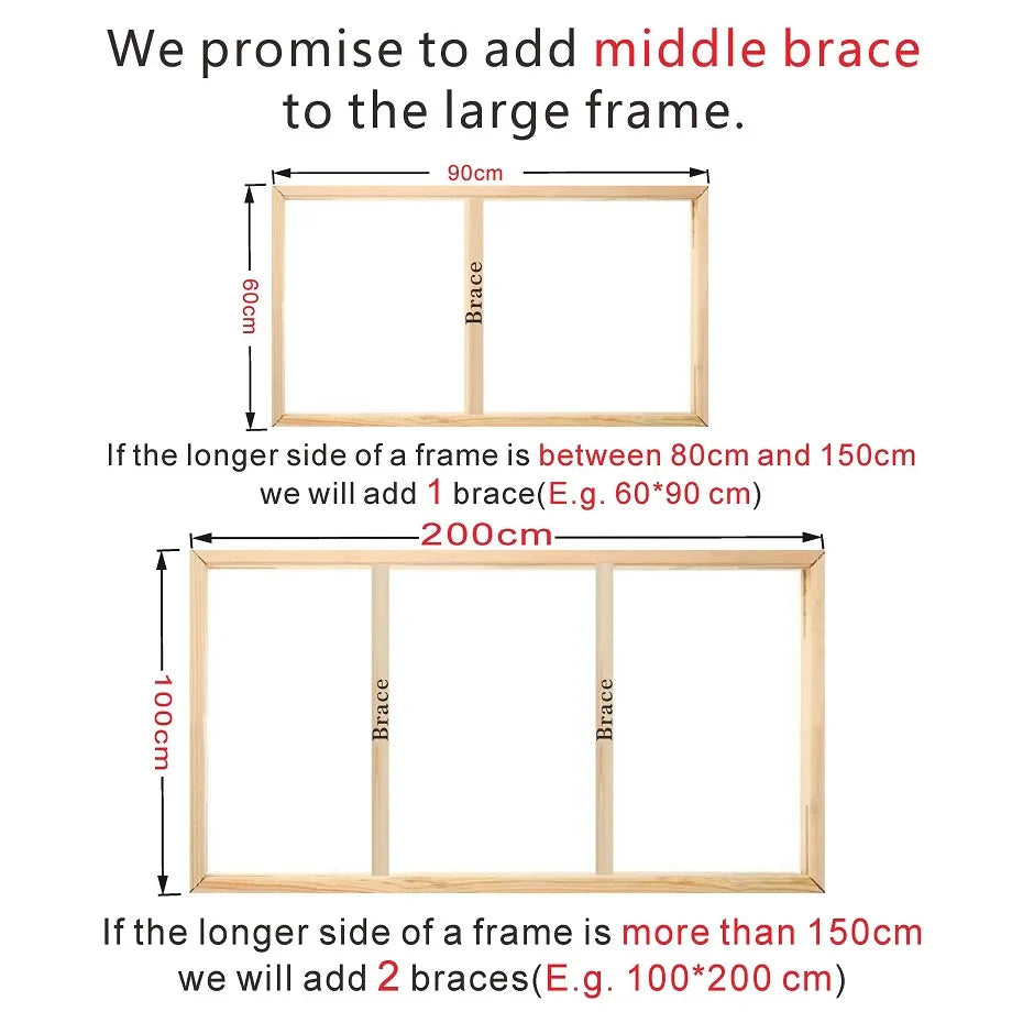 20x30-100x200 Natural Wood Frame for Canvas Oil Painting Large Size Wall Decoration Wooden Bars Kit Poster Stretcher Customized