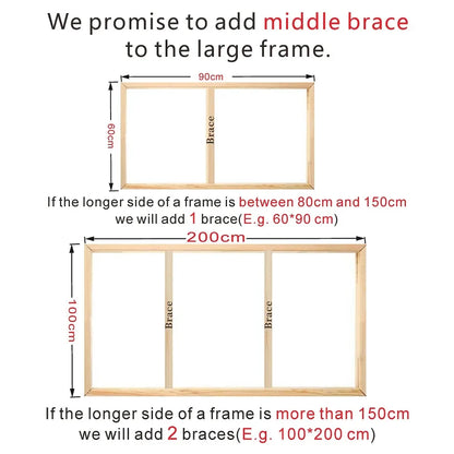 20x30-100x200 Natural Wood Frame for Canvas Oil Painting Large Size Wall Decoration Wooden Bars Kit Poster Stretcher Customized