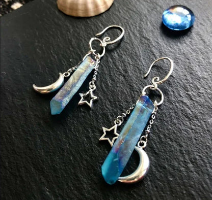 Crystal Crescent Moon Earrings
