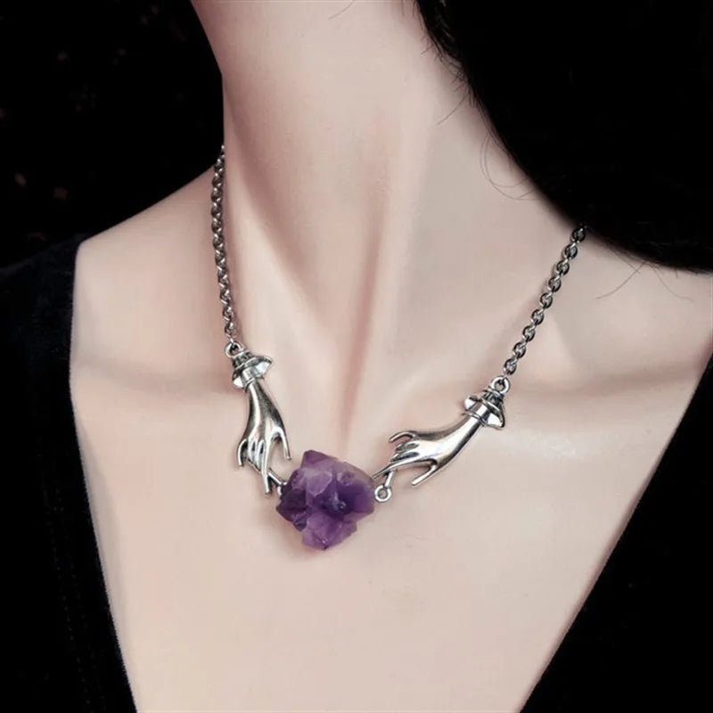 Witchy Chain Hand Crystal Necklace