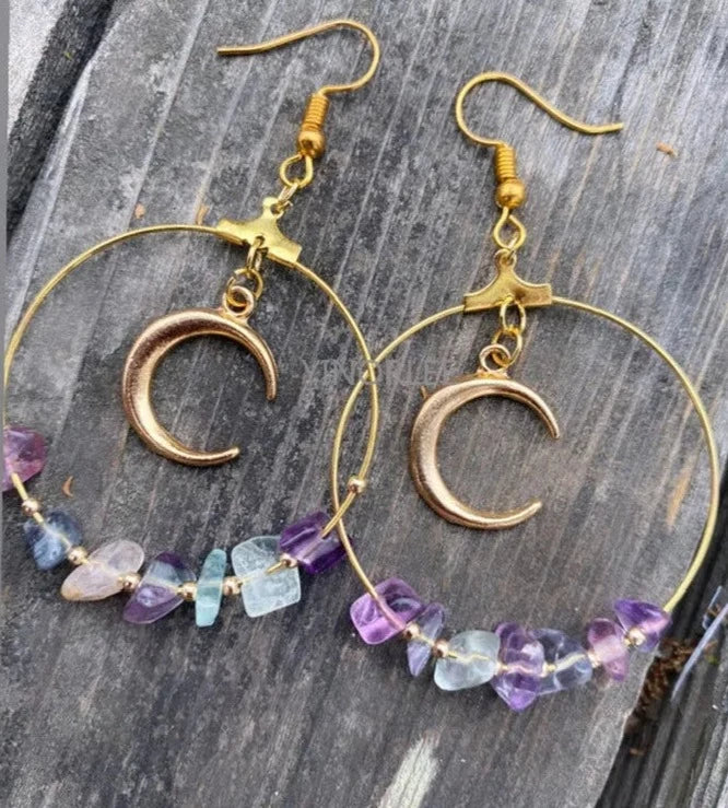 Crystal Crescent Moon Earrings