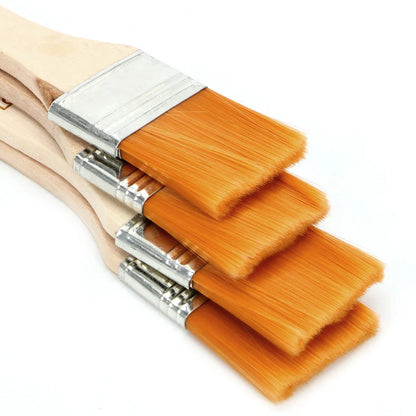 4Pcs/Set Hair Painting Brush Acrylic Paints Nylon Oil Paint Brush Watercolor Paint Drawing Art Supplies Wood Handles