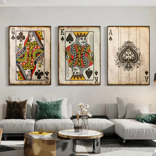 Vintage Poker Playing Cards Canvas Paintings modern Posters and Prints Wall Art Pictures for Bar Pub Wall Decoration Cuadros