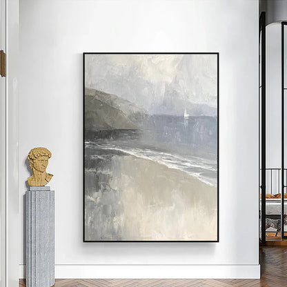 Gray yellow Oil Painting On Canvas Handmade Abstract Landscape Thick Oil Wall Art Hand Painted Large Sized Decoration Paintings
