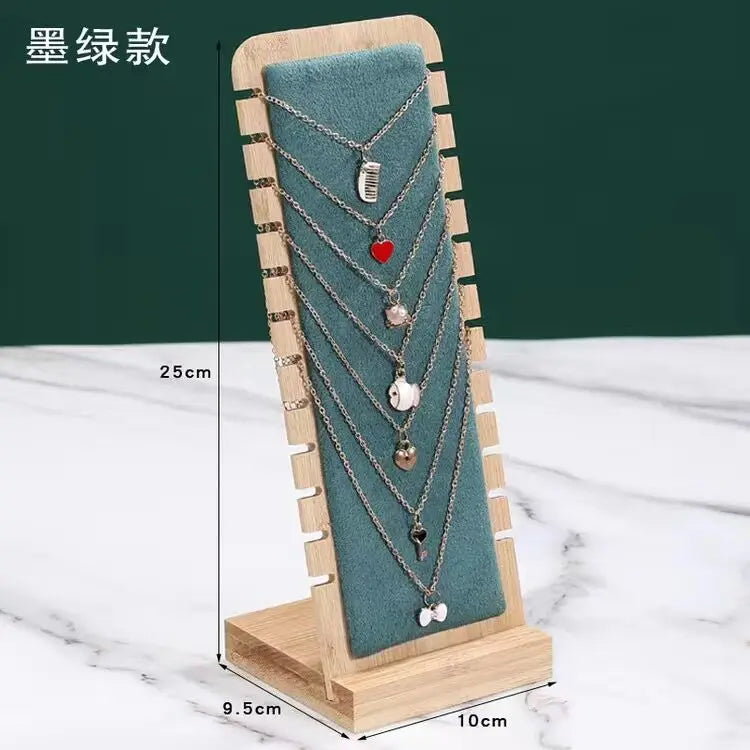 Bamboo Jewelry Display Stand Necklace Display Stand Wooden Multiple Necklace Easel Showcase Display Holder for Necklaces