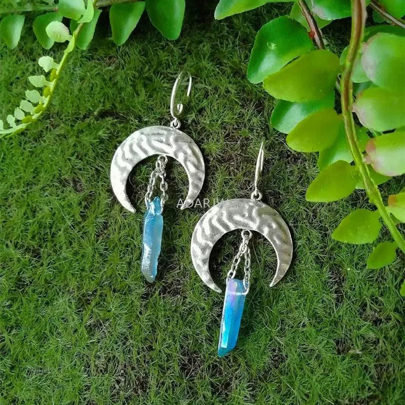 Crystal Crescent Moon Earrings
