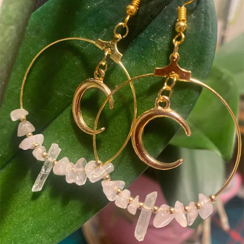 Crystal Crescent Moon Earrings