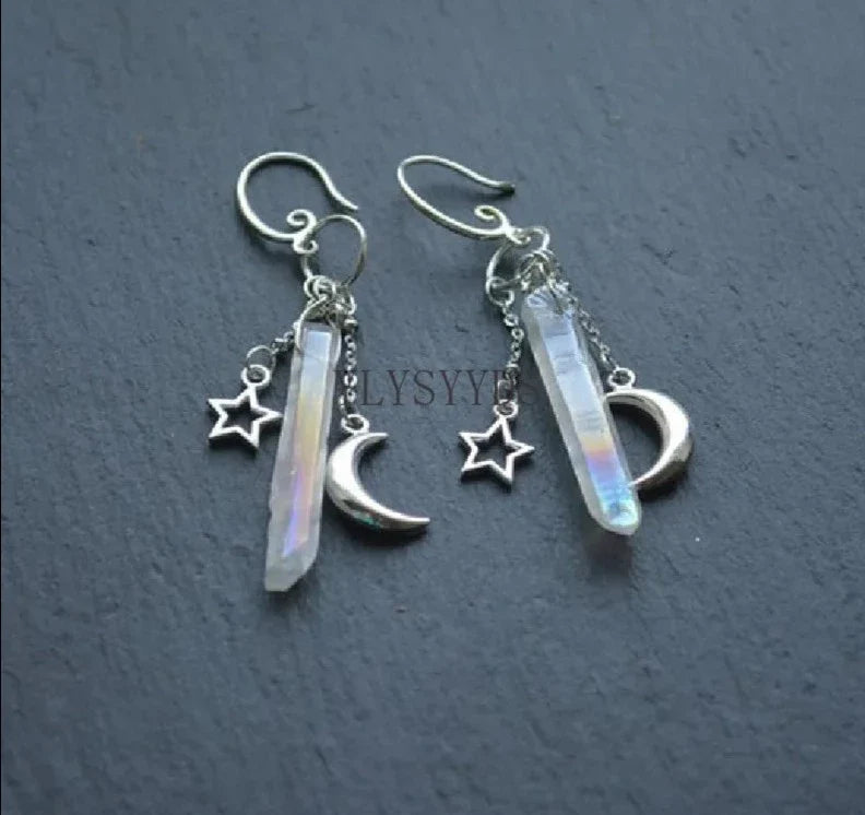 Crystal Crescent Moon Earrings