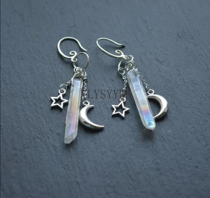 Crystal Crescent Moon Earrings