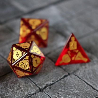 Health Potion Red Zircon Glass DND Dice Set