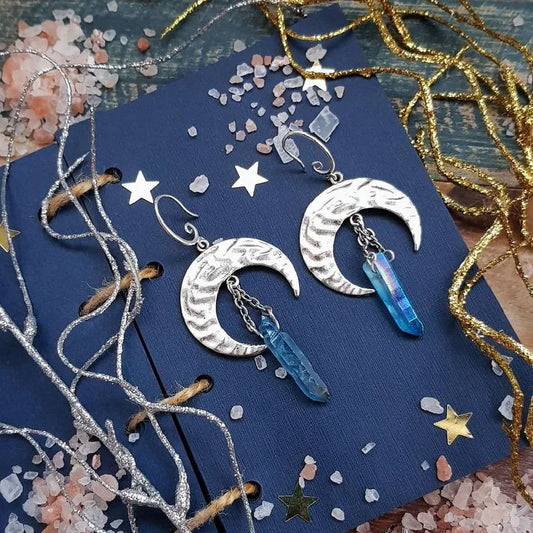 Crystal Crescent Moon Earrings