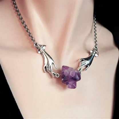 Witchy Chain Hand Crystal Necklace