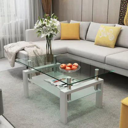 Modern White Glass Coffee Table