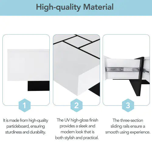 Elegant Square Coffee Table with Quadruple Storage