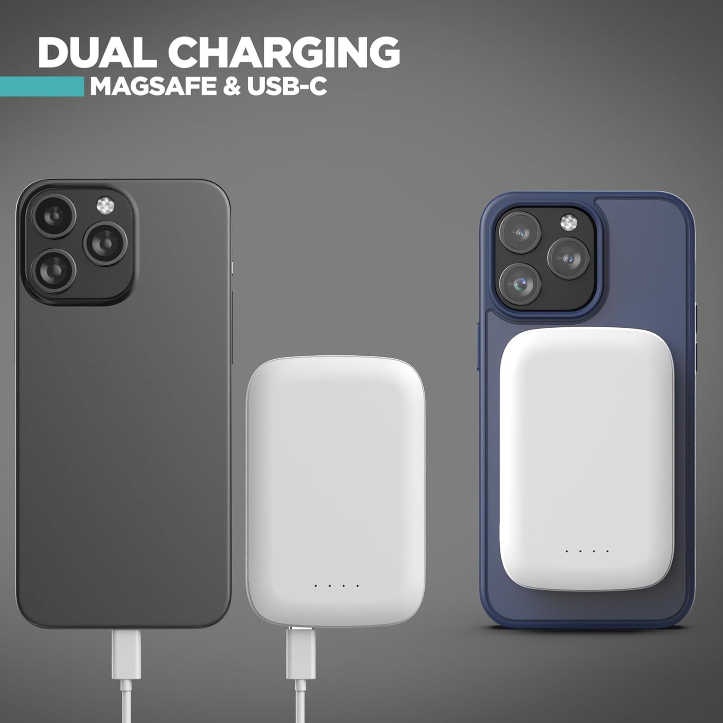 MagSafe Fast Charging Battery Pack for iPhone, Compatible with MagSafe - Ultra Slim Magnetic Power Bank, Portable Fast Charge Wireless Travel Charger (5000mAh)