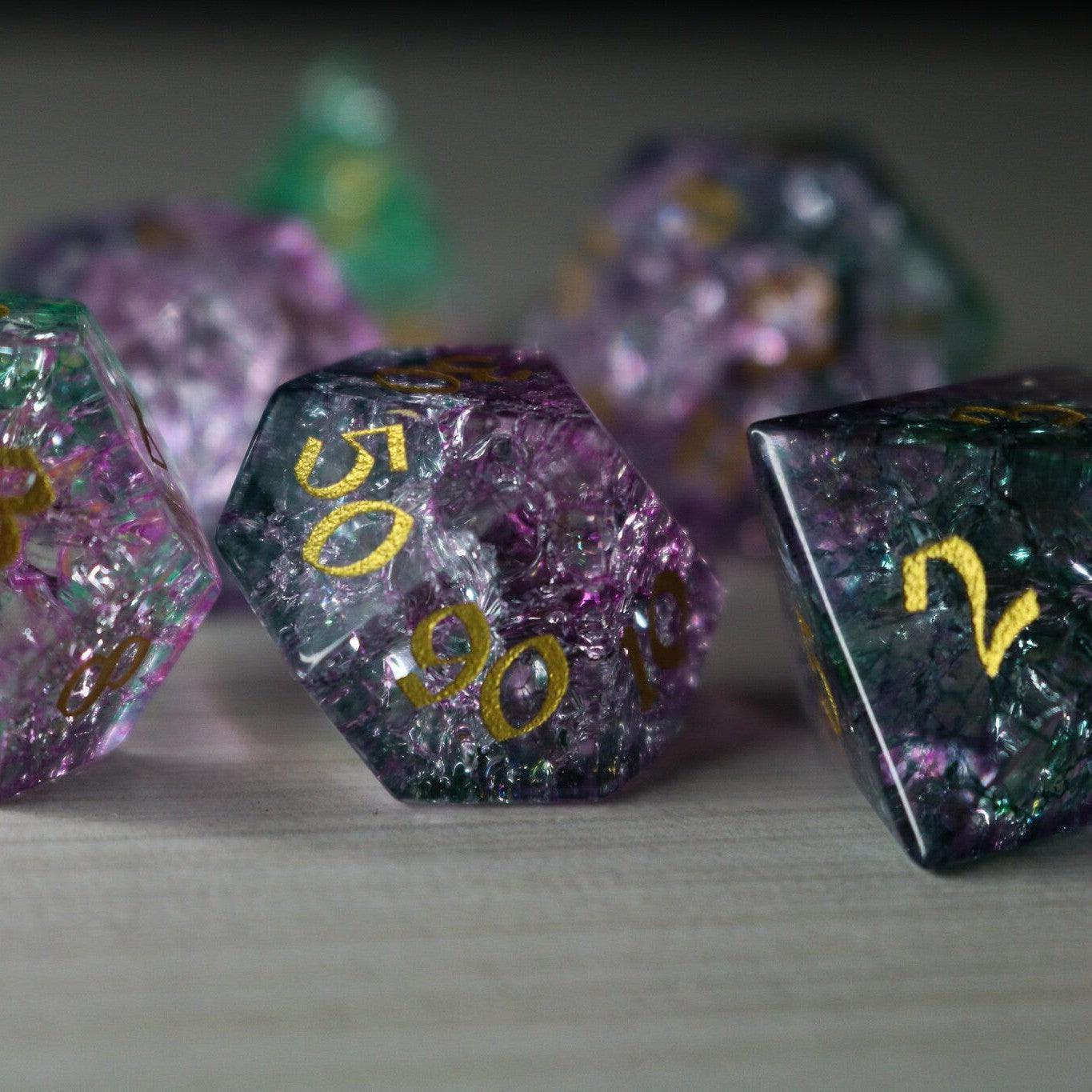 Moon Gate Purple Forge Fire Glass DND Dice Set