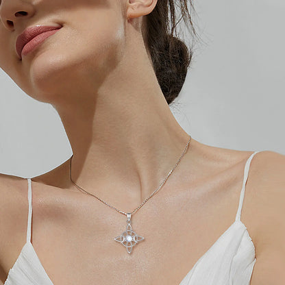 Moonstone Triple Moon Knot Sterling Silver Necklace