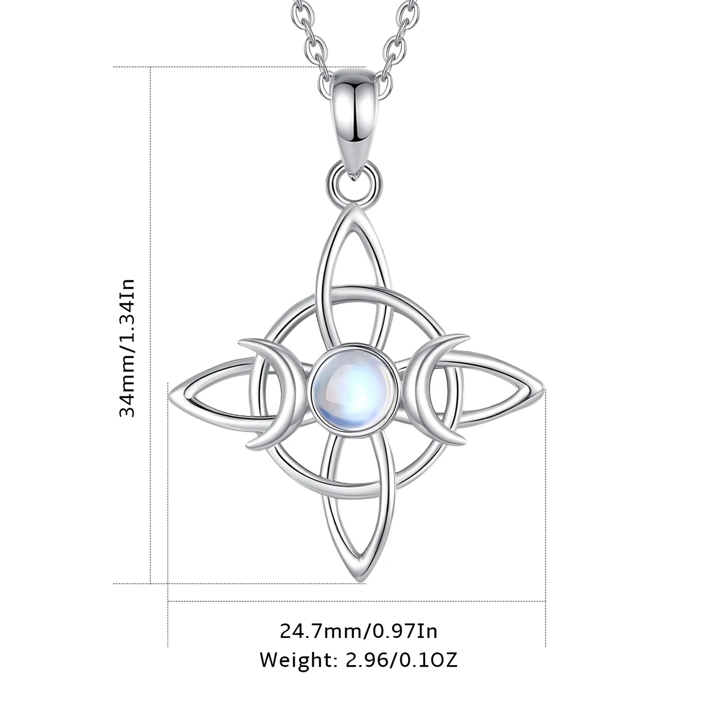 Moonstone Triple Moon Knot Sterling Silver Necklace