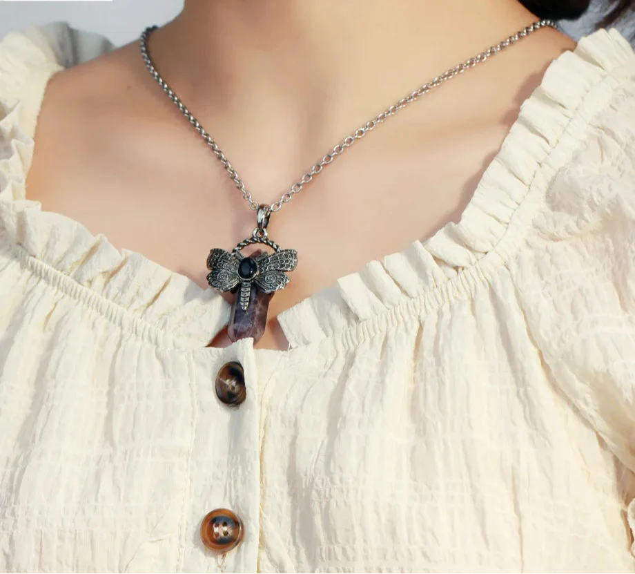 Moth Crystal Necklace