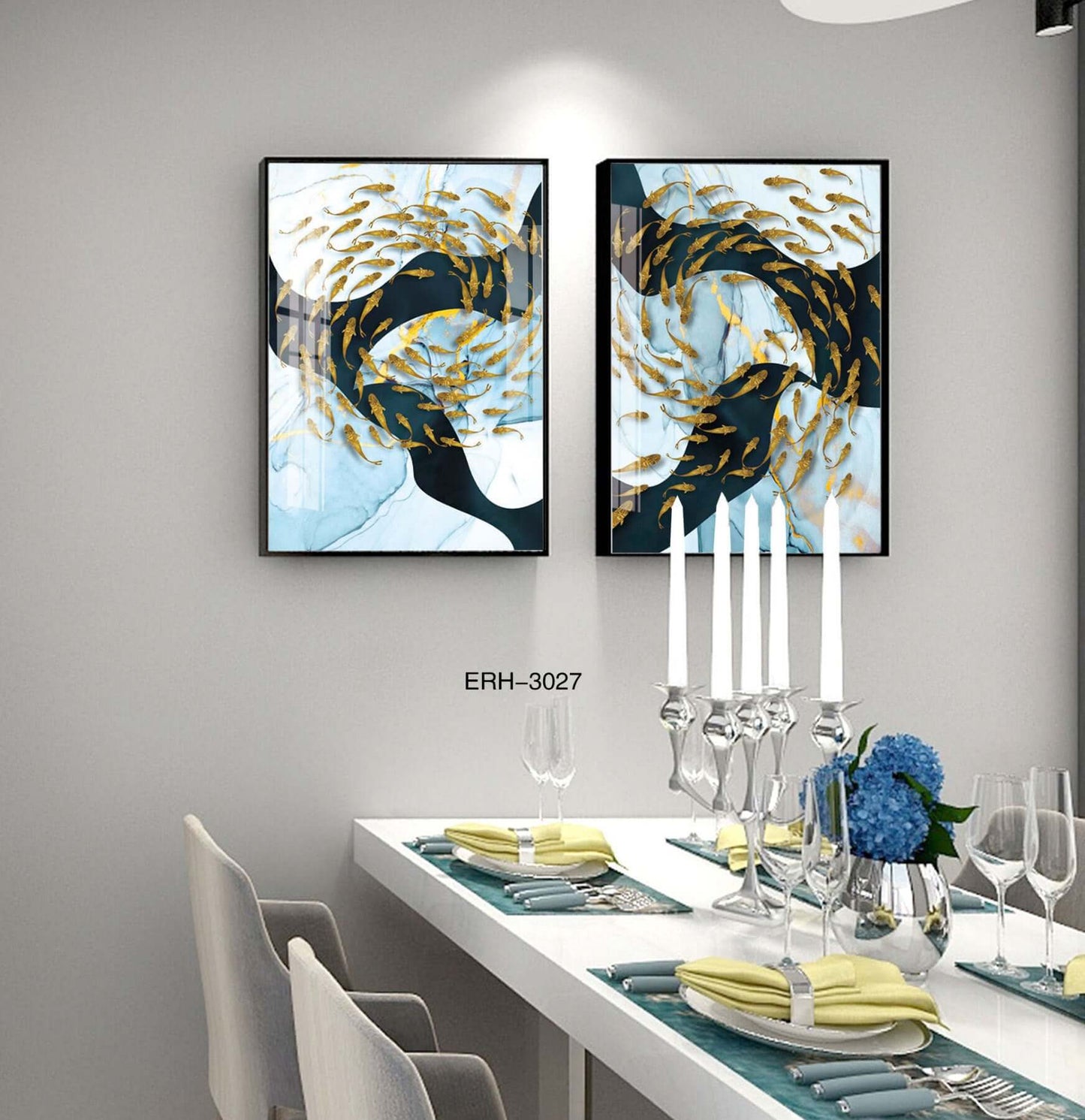 New Chinoiserie Decorative Painting Shishi Ruyi Restaurant Living Room Sofa Background Wall Hanging Painting Crystal Porcelain Mural Scandinavian Painting