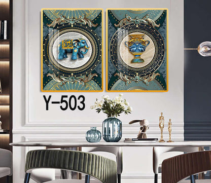 New Chinoiserie Decorative Painting Shishi Ruyi Restaurant Living Room Sofa Background Wall Hanging Painting Crystal Porcelain Mural Scandinavian Painting