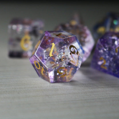 Purple Cloud Forge Fire Glass DND Dice Set