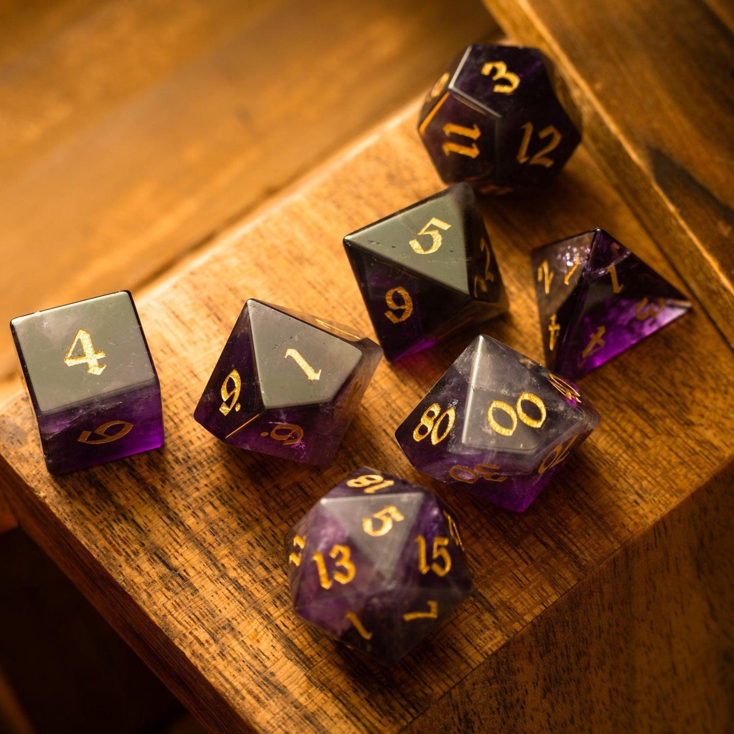Purple Gemstone Amethyst DND Dice Set