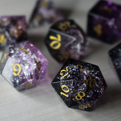 Purple Purge Forge Fire Glass DND Dice Set
