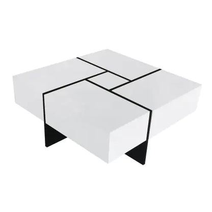 Elegant Square Coffee Table with Quadruple Storage