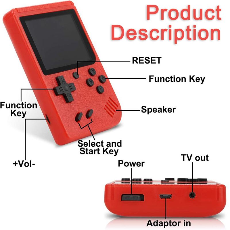400-In-1 Handheld Game Console with 2 Player Controller & TV Connection