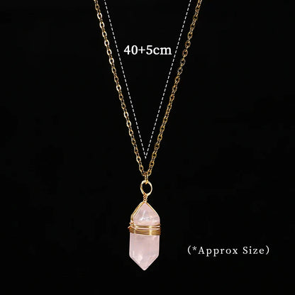 Crystal Hexagon Wire Wrap Gold Necklaces
