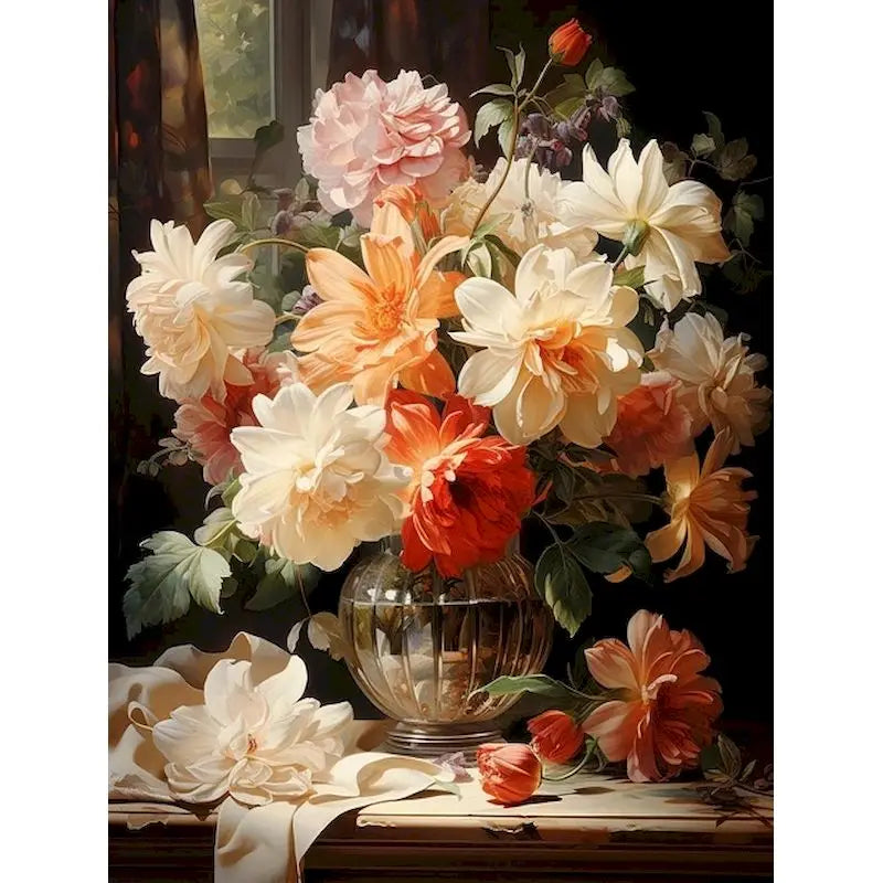 GATYZTORY DIY Crafts Painting By Numbers Flower Kit On Canvas Picture By Numbers Oil Painting For Living Room Wall Art Home Deco