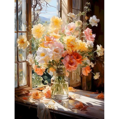 GATYZTORY DIY Crafts Painting By Numbers Flower Kit On Canvas Picture By Numbers Oil Painting For Living Room Wall Art Home Deco