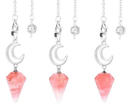 Crystal Crescent Moon Pendulums