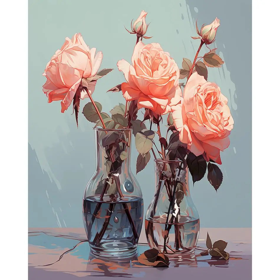 SDOYUNO-Painting By Number Adults Flowers,Rose Simple Oil Painting,Paint Kit,Handpainted,Arts Crafts,Personalized Gift,Wall Art